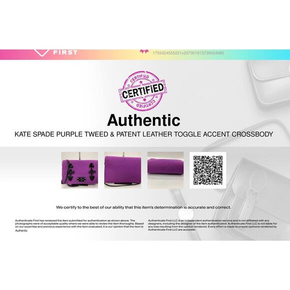 Kate Spade Purple Tweed & Black Patent Leather Toggle Accent Crossbody Rare EUC - Picture 6 of 12